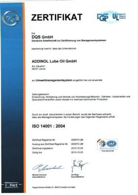 Сертификат ADDINOL